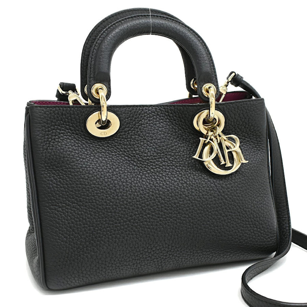 Christian Dior Diorissimo Handbag Taurillon Leather Black